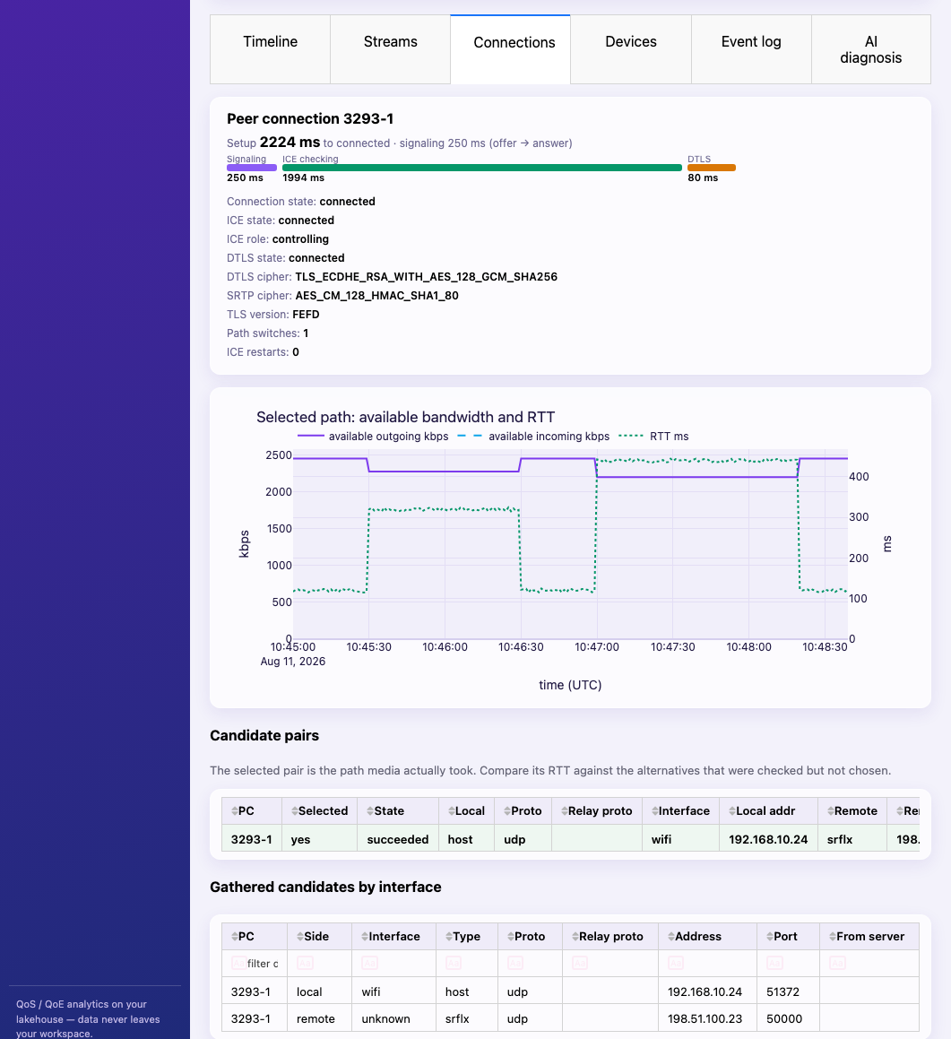 Session detail: connections tab